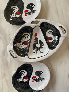 Handmade Rooster Yin Yang Plates