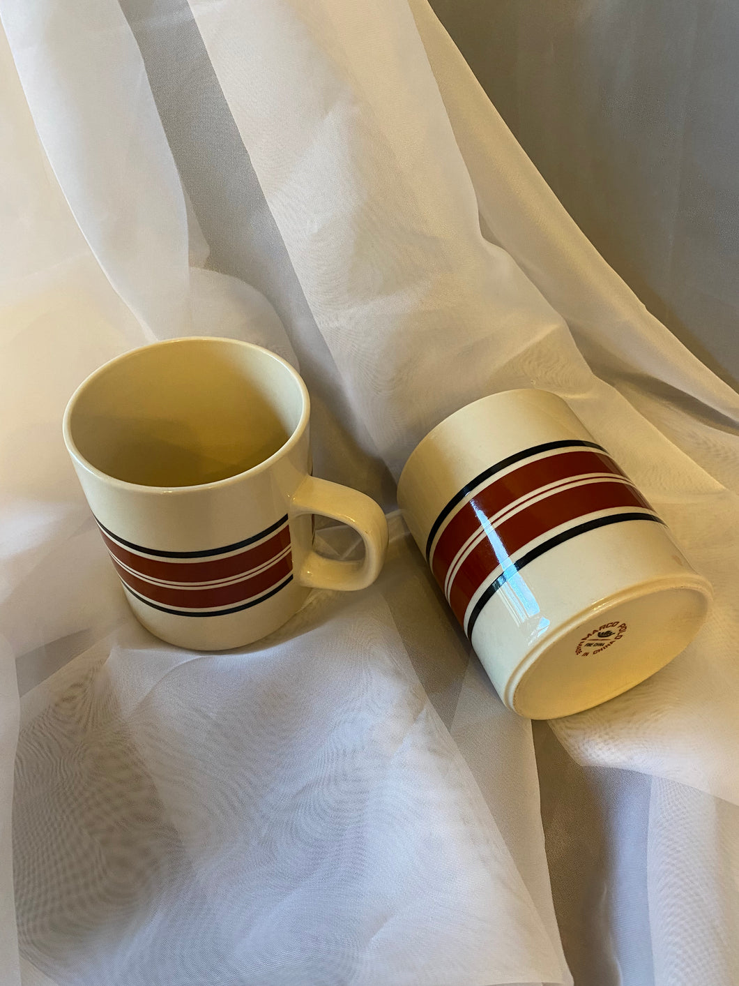 Vintage Marco Polo Brown Striped Mugs