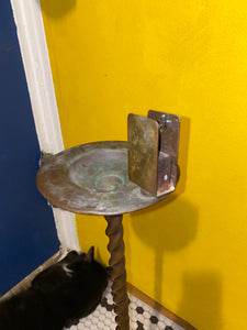 Vintage Copper Standing Ashtray with matchbox holder / cig holder